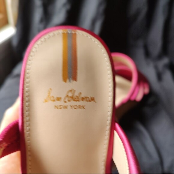 Sam Edelman Puffy Satin Pink Fuschia Strappy Wedge Espadrille Sandals Size 7.5 - Picture 5 of 7
